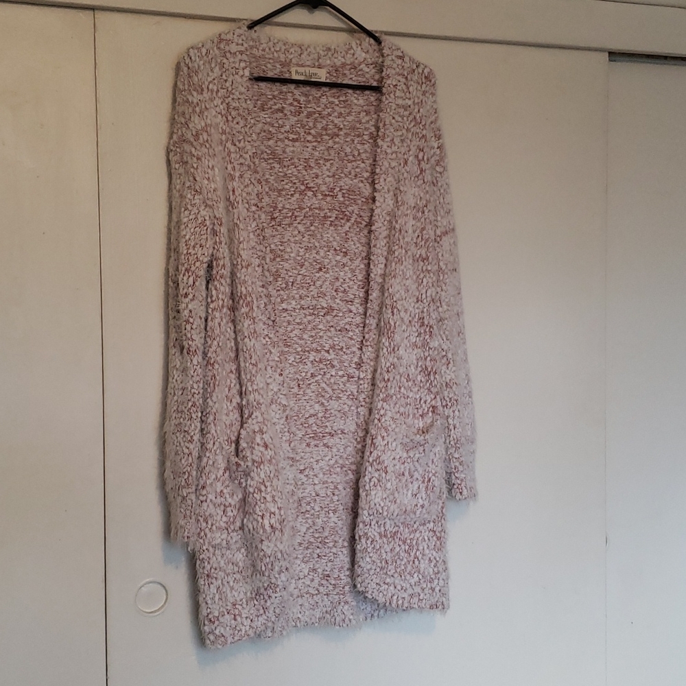 Peach Love Size S Fuzzy Cardigan Sweater - Picture 3 of 3
